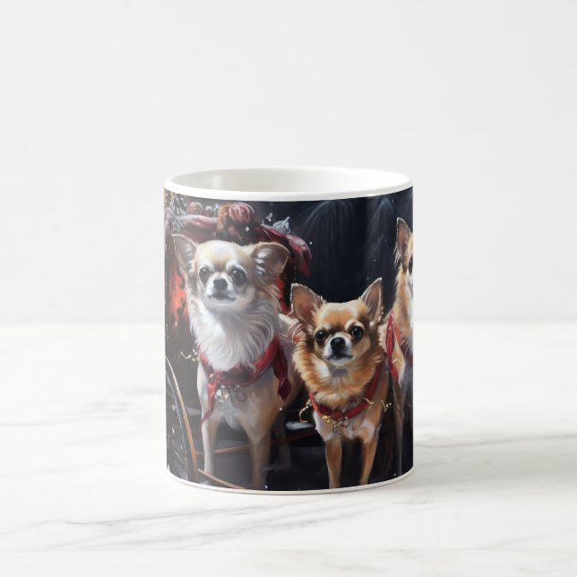 Chihuahua Snowy Sleigh Christmas Decor  Coffee Mug (Center)