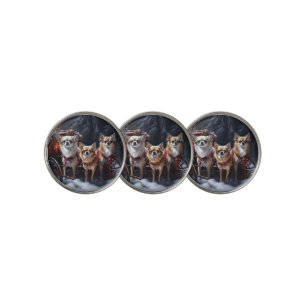 Chihuahua Snowy Sleigh Christmas Decor   Golf Ball Marker