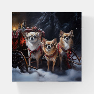 Chihuahua Snowy Sleigh Christmas Decor Paperweight