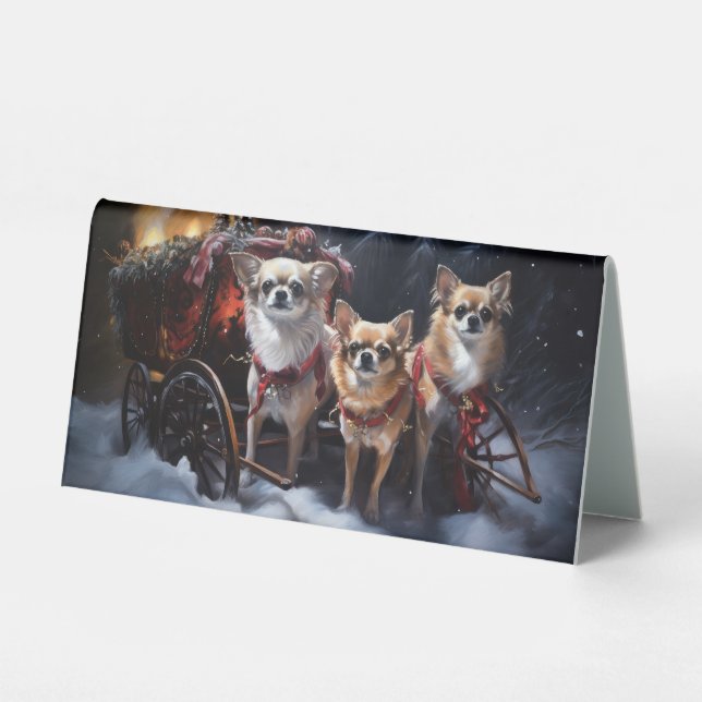 Chihuahua Snowy Sleigh Christmas Decor   Table Tent (Front)