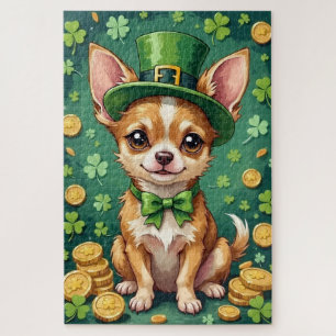 Chihuahua St Patrick’s Day Cute Lucky Dog Jigsaw Puzzle
