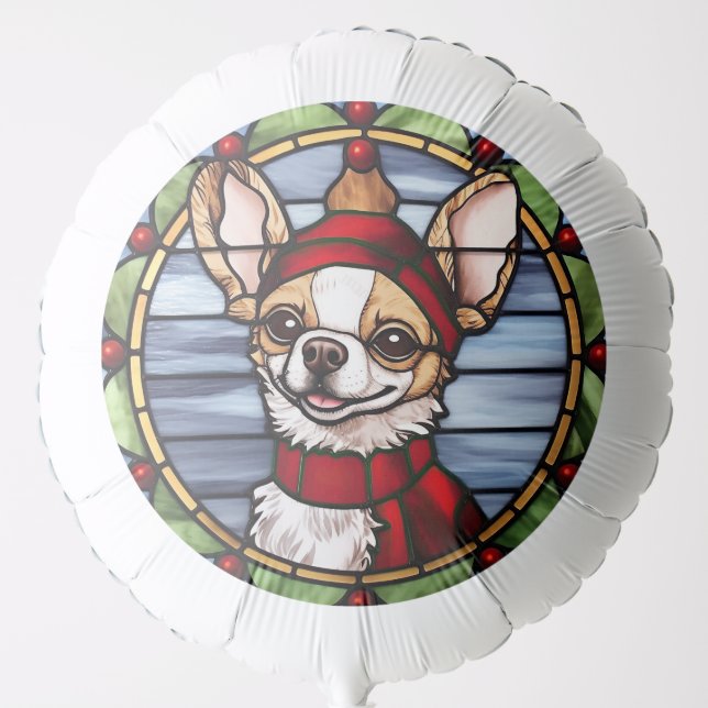 Chihuahua Stained Glass Christmas Balloon (Front)
