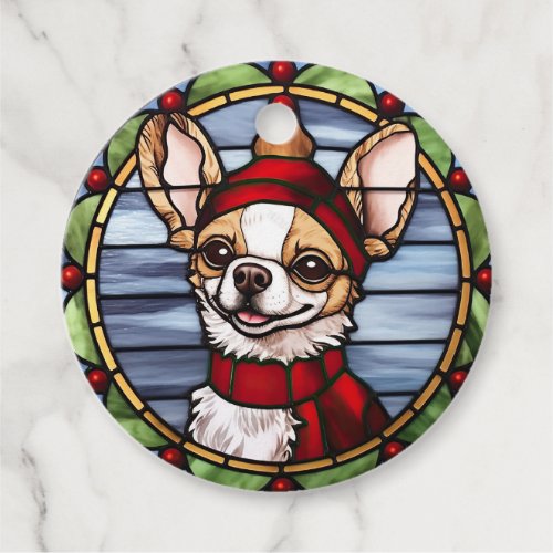 Chihuahua Stained Glass Christmas Favor Tags