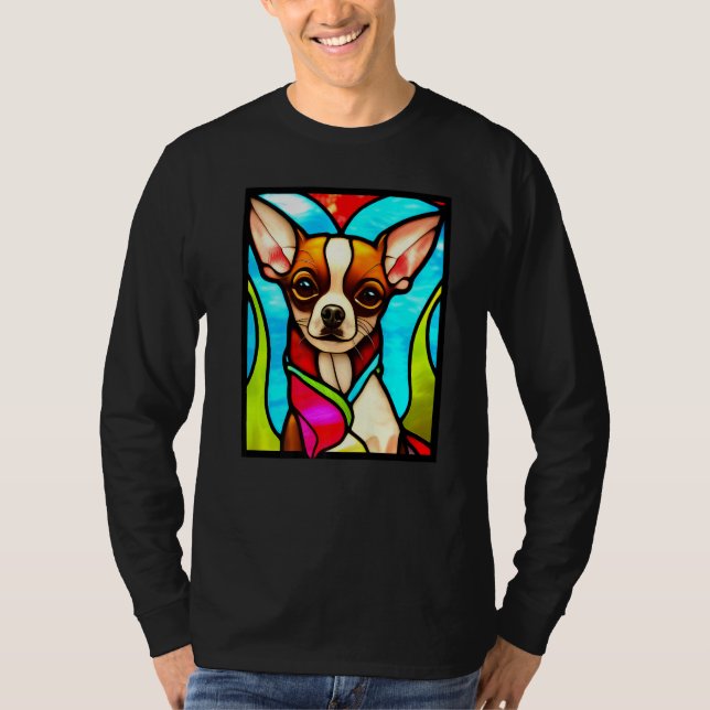 Chihuahua - Stained Glass Pop Art Premium_3 T-Shirt (Front)