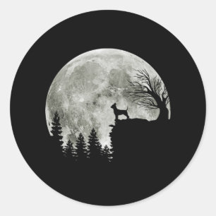 Chihuahua Standing On Mountain Moonlight Halloween Classic Round Sticker