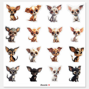 Chihuahua Sticker Sheet 16 Dog Cartoon Chihuahuas
