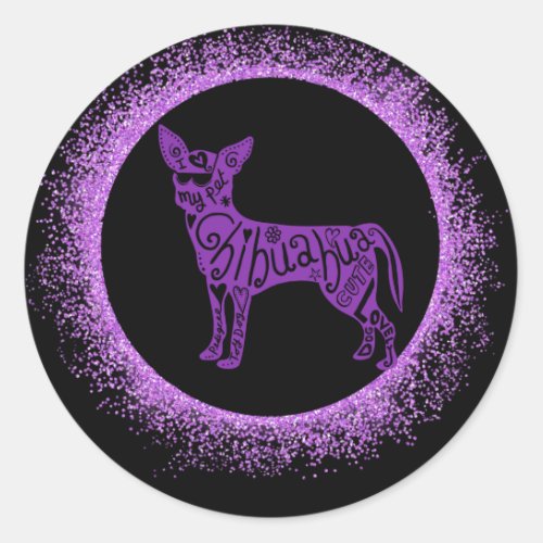 CHIHUAHUA STICKERS IN PURPLE