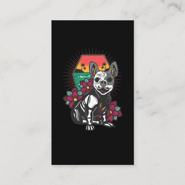 Chihuahua Sugar Skull Mexican Dog Business Card (Front)