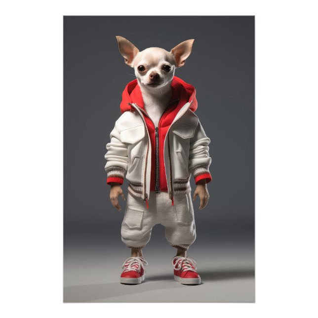 Chihuahua Swag: Hip-Hop Pup Photo Print (Front)