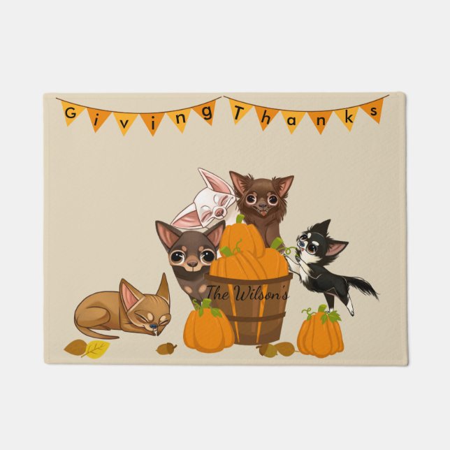 Chihuahua Thanksgiving Doormat (Front)