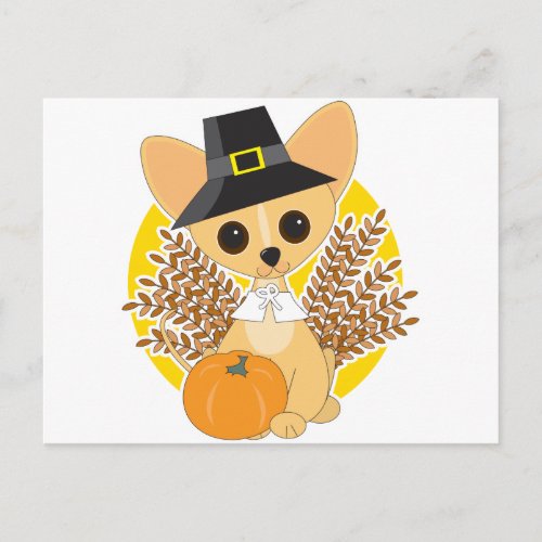 Chihuahua Thanksgiving Holiday Postcard