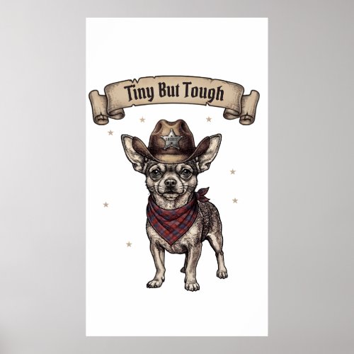 chihuahua, tiny but tough, cowboy dog, western chi poster