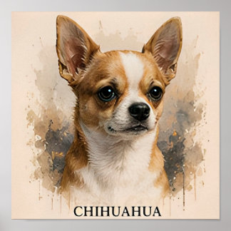 Chihuahua Tiny Companion Dog Portrait Poster