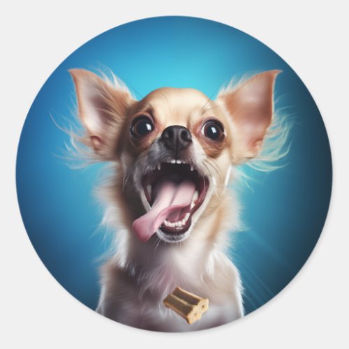 Chihuahua Treat Action Classic Round Sticker