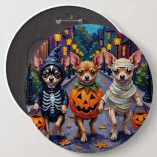 Chihuahua Trick-or-Treating in Halloween Costumes Button