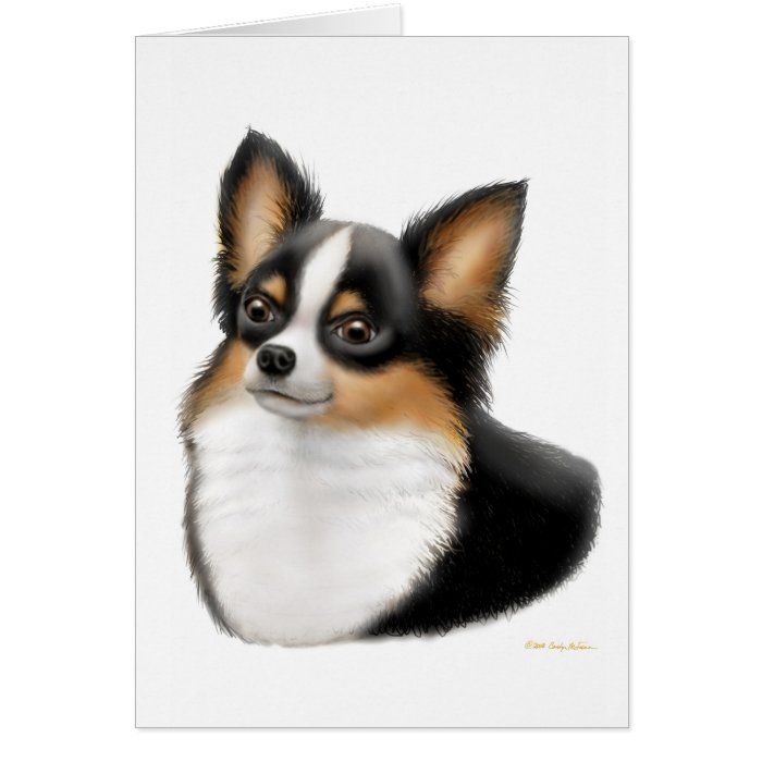 Chihuahua Tricolor Longhair Card