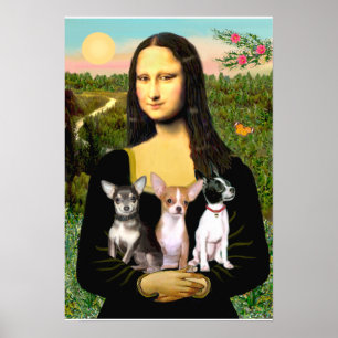 Chihuahua Trio - Mona Lisa Poster