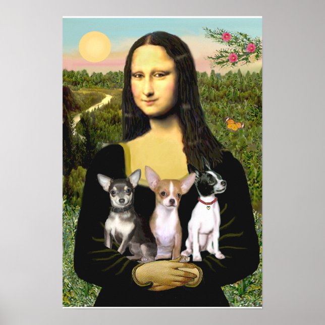 Chihuahua Trio - Mona Lisa Poster (Front)
