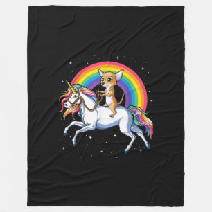chihuahua unicorn girls space galaxy rainbow fleece blanket
