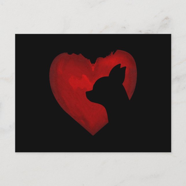 Chihuahua Valentine With Red Heart Painting Gifts Postcard (Front)