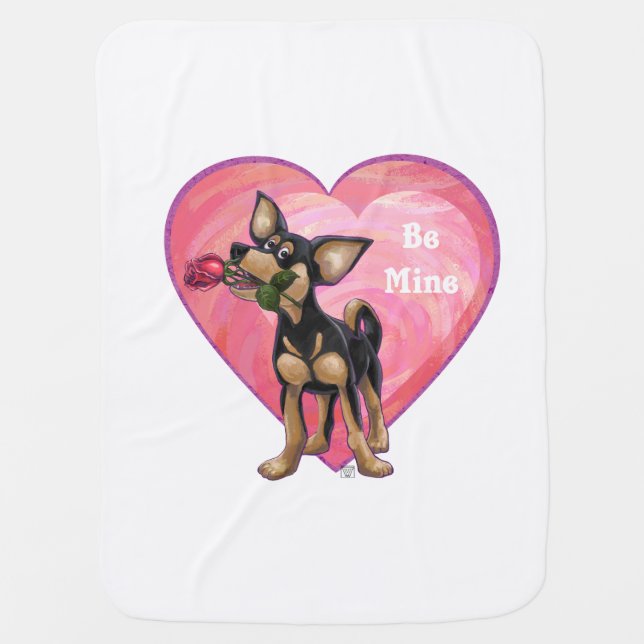Chihuahua Valentine's Day Baby Blanket (Front)