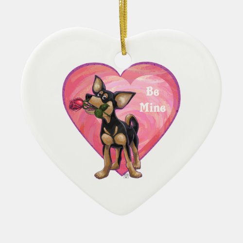 Chihuahua Valentines Day Ceramic Ornament