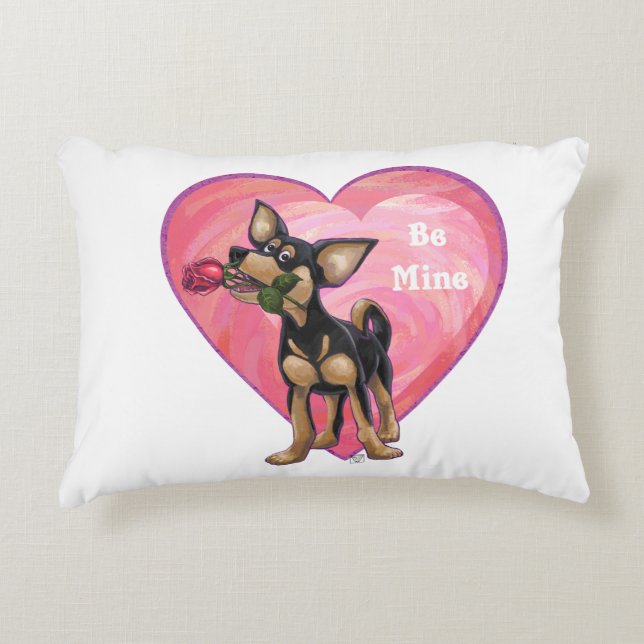Chihuahua Valentine's Day Decorative Pillow (Front)