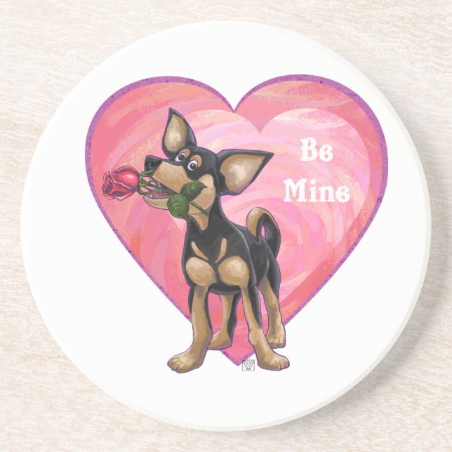 Chihuahua Valentine's Day Drink Coaster (Front)