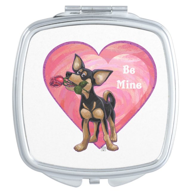 Chihuahua Valentine's Day Mirror For Makeup (Front)