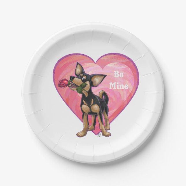 Chihuahua Valentine's Day Paper Plates (Front)
