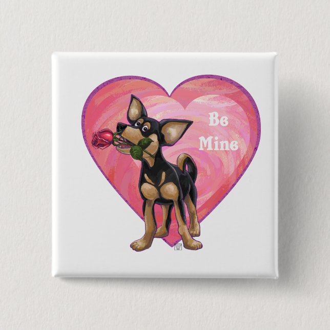 Chihuahua Valentine's Day Pinback Button (Front)