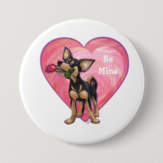 Chihuahua Valentine's Day Pinback Button (Front)