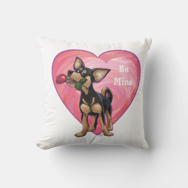 Chihuahua Valentine's Day Throw Pillow (Front)