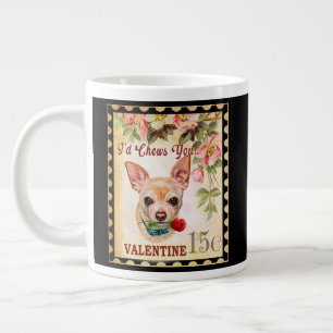 Chihuahua Vintage Valentine Funny Dog With Rose Giant Coffee Mug