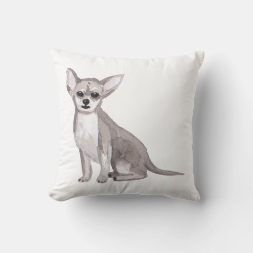 Chihuahua Water Color Art Painting Throw Pillow