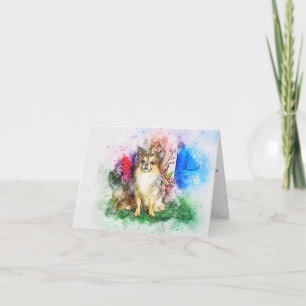 Chihuahua Water Color Painting Blank Card