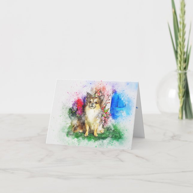 Chihuahua Water Color Painting Blank Card (Front)