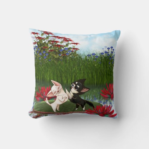 Chihuahua Water Lilly Decorative Pillow