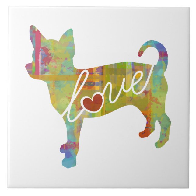 Chihuahua Watercolor Ceramic Tile (Front)