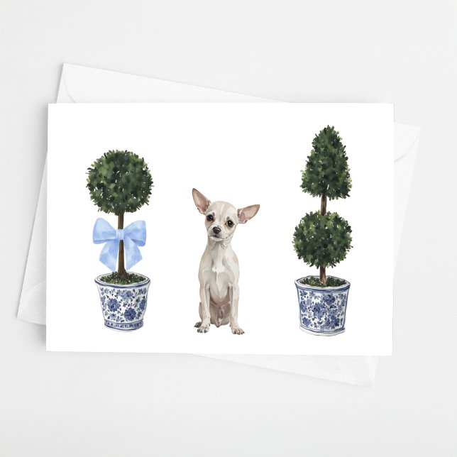 Chihuahua Watercolor Chinoiserie Puppy Dog Card (Creator Uploaded)