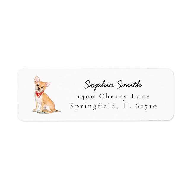 Chihuahua watercolor Dog Lovers Label (Front)