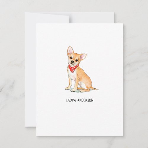 Chihuahua Watercolor Flat Thank You Card