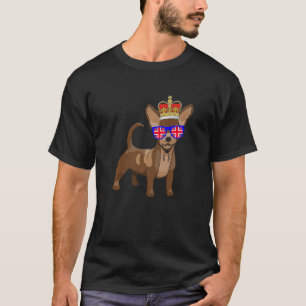 Chihuahua Wearing Sunglasses And Crown England UK  T-Shirt