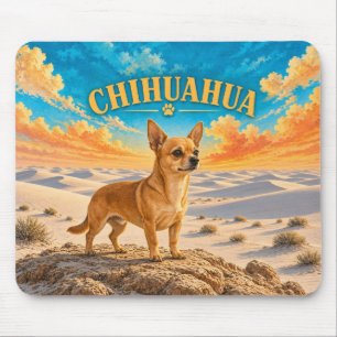 Chihuahua, White Sands Vintage Watercolor Mouse Pad