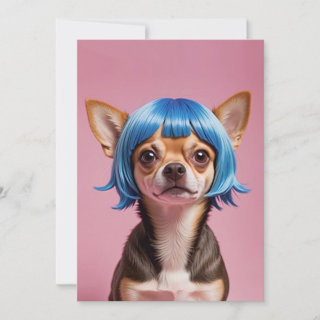 Chihuahua wig holiday card (Front)