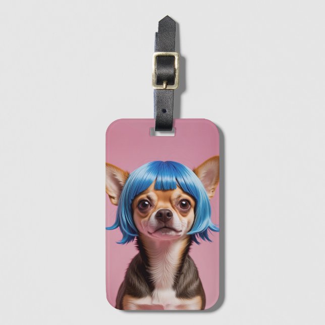Chihuahua wig luggage tag (Front Vertical)