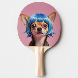 Chihuahua wig ping pong paddle