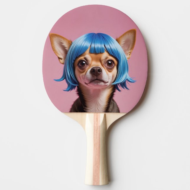 Chihuahua wig ping pong paddle (Front)