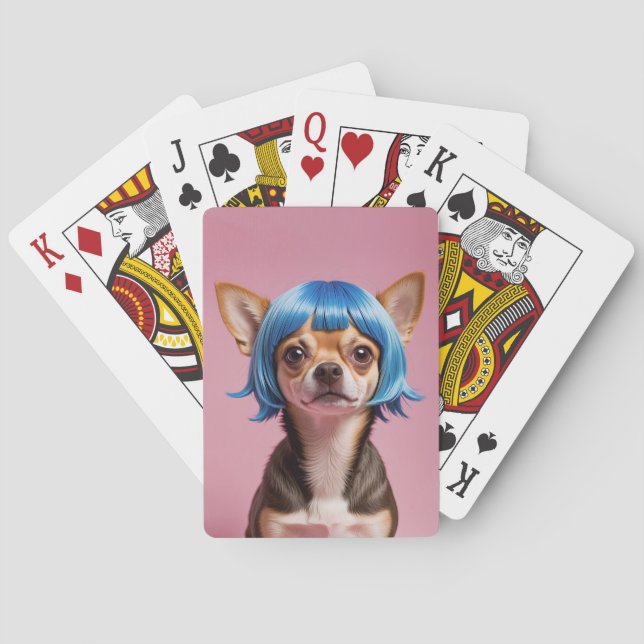 Chihuahua wig poker cards (Back)