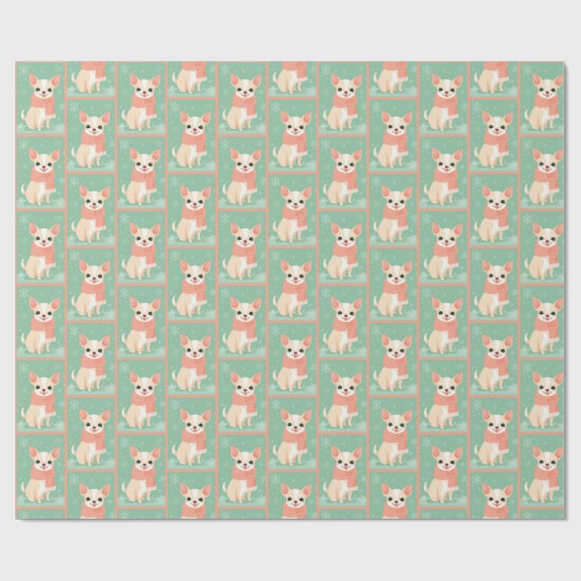 Chihuahua Winter Pattern Wrapping Paper (Flat)